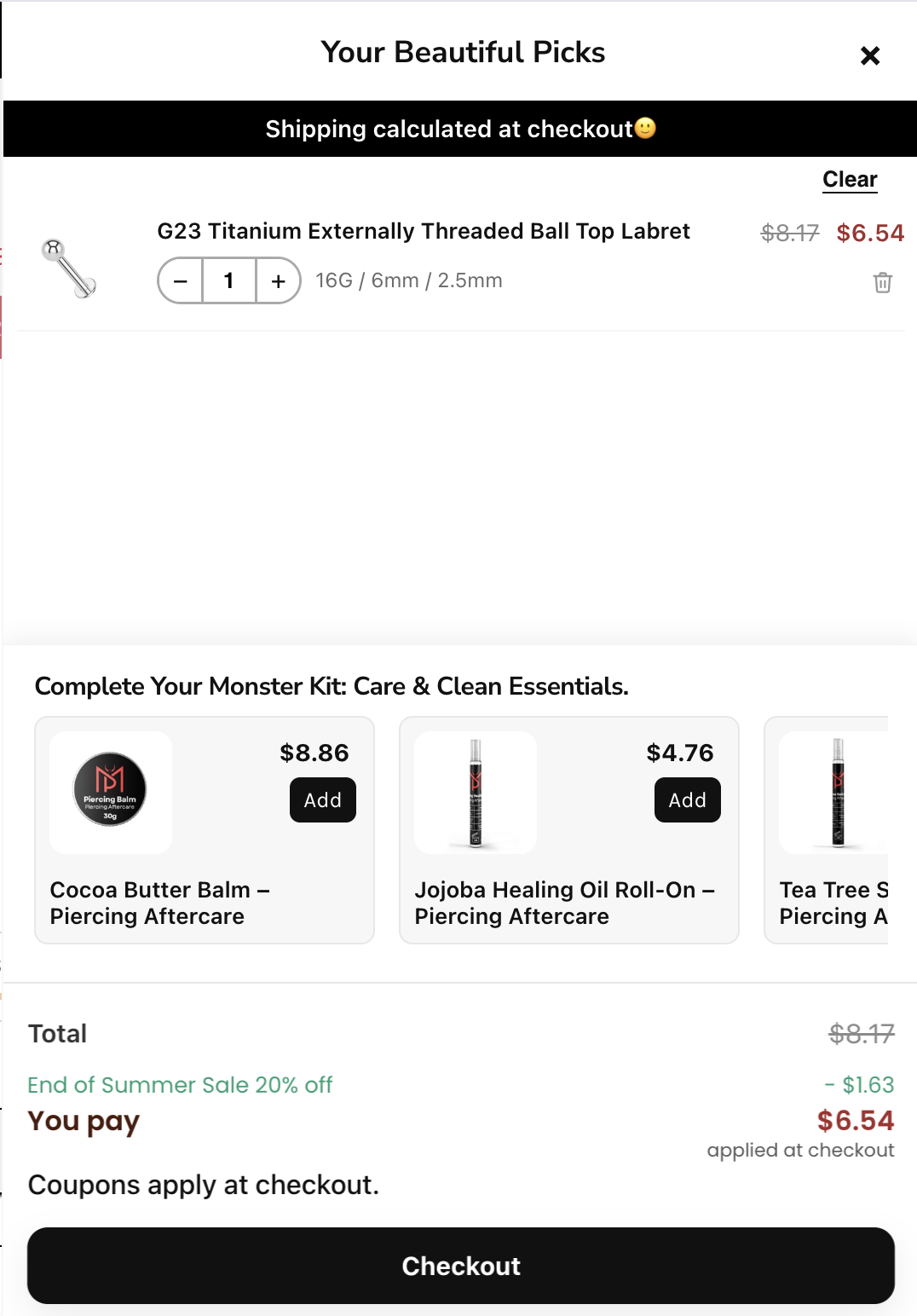 After: cart with discount applied