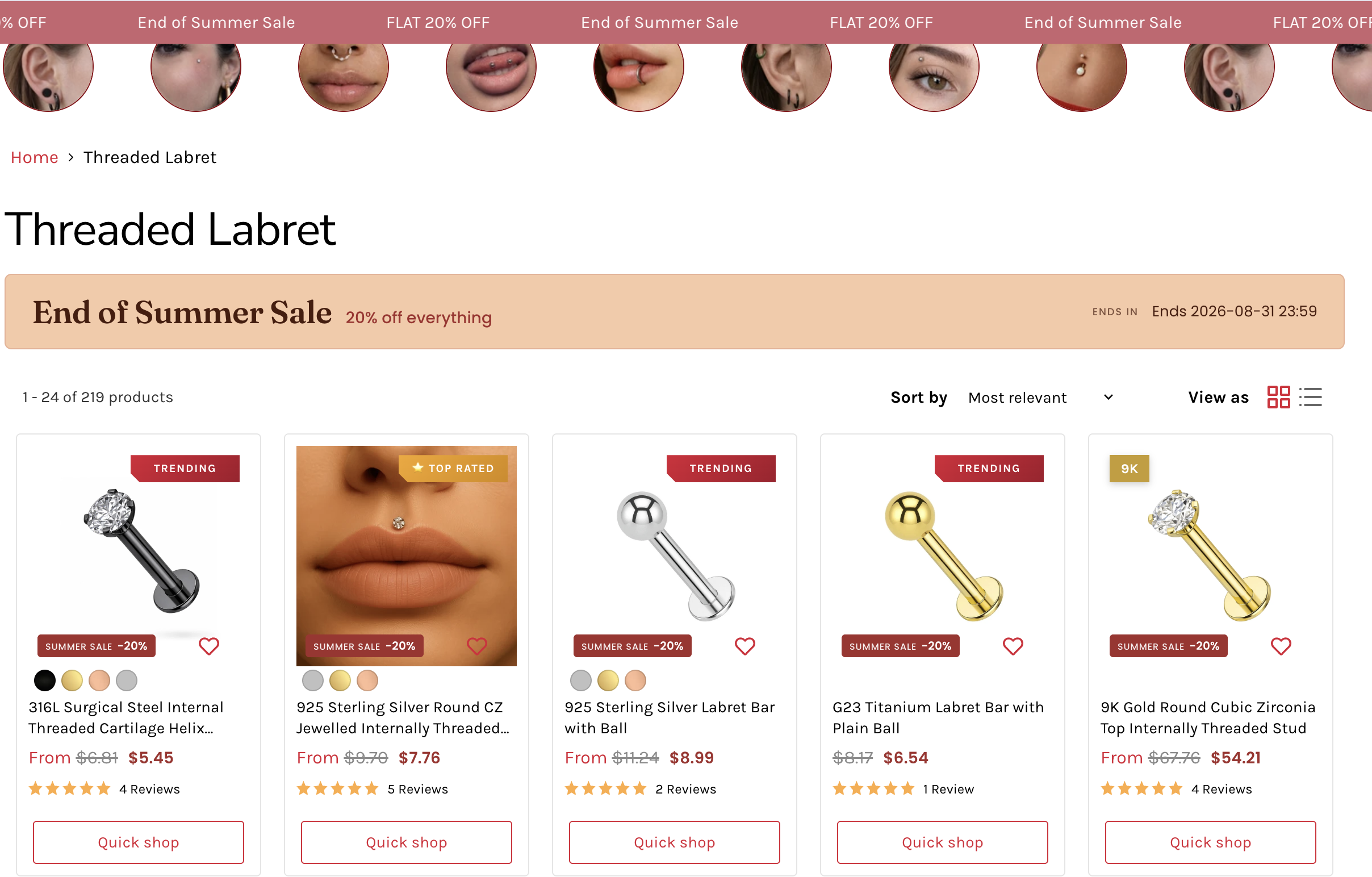 After: collection page with sale badges and countdown