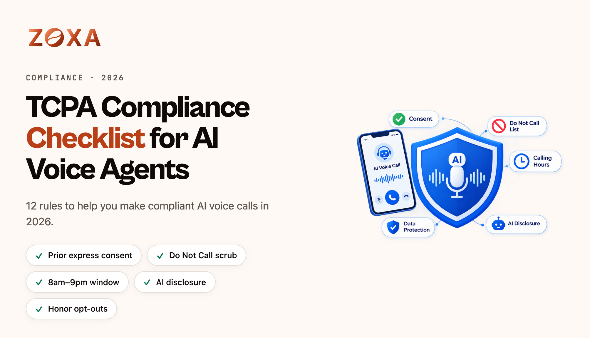 TCPA compliance checklist for AI voice agents: consent, Do Not Call, calling hours, AI disclosure and opt-outs